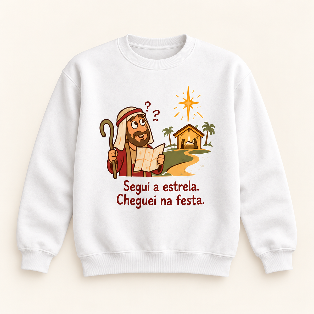 Moletom Changer sem capuz de Natal — Segui a estrela. Cheguei na festa.