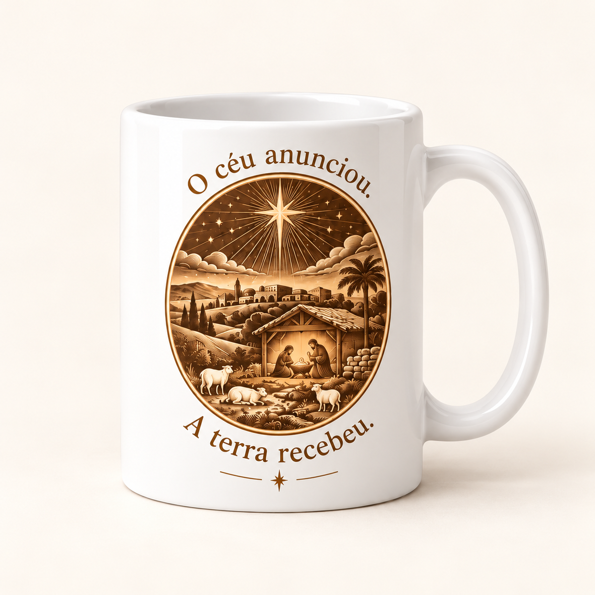 Caneca de Natal — O céu anunciou. A terra recebeu.