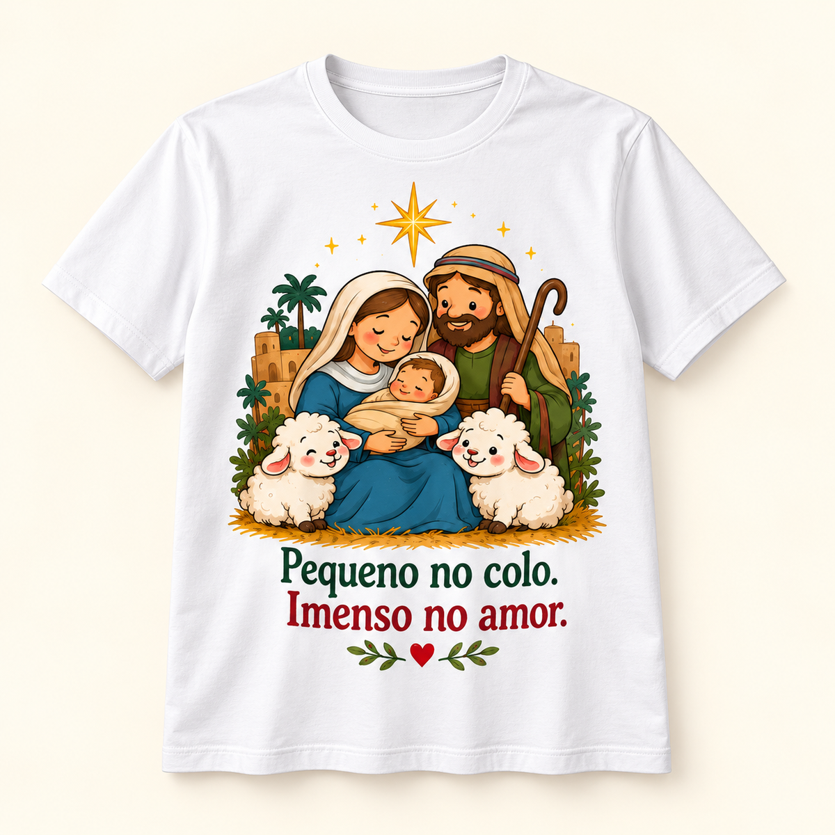T-shirt de Natal — Pequeno no colo. Imenso no amor.