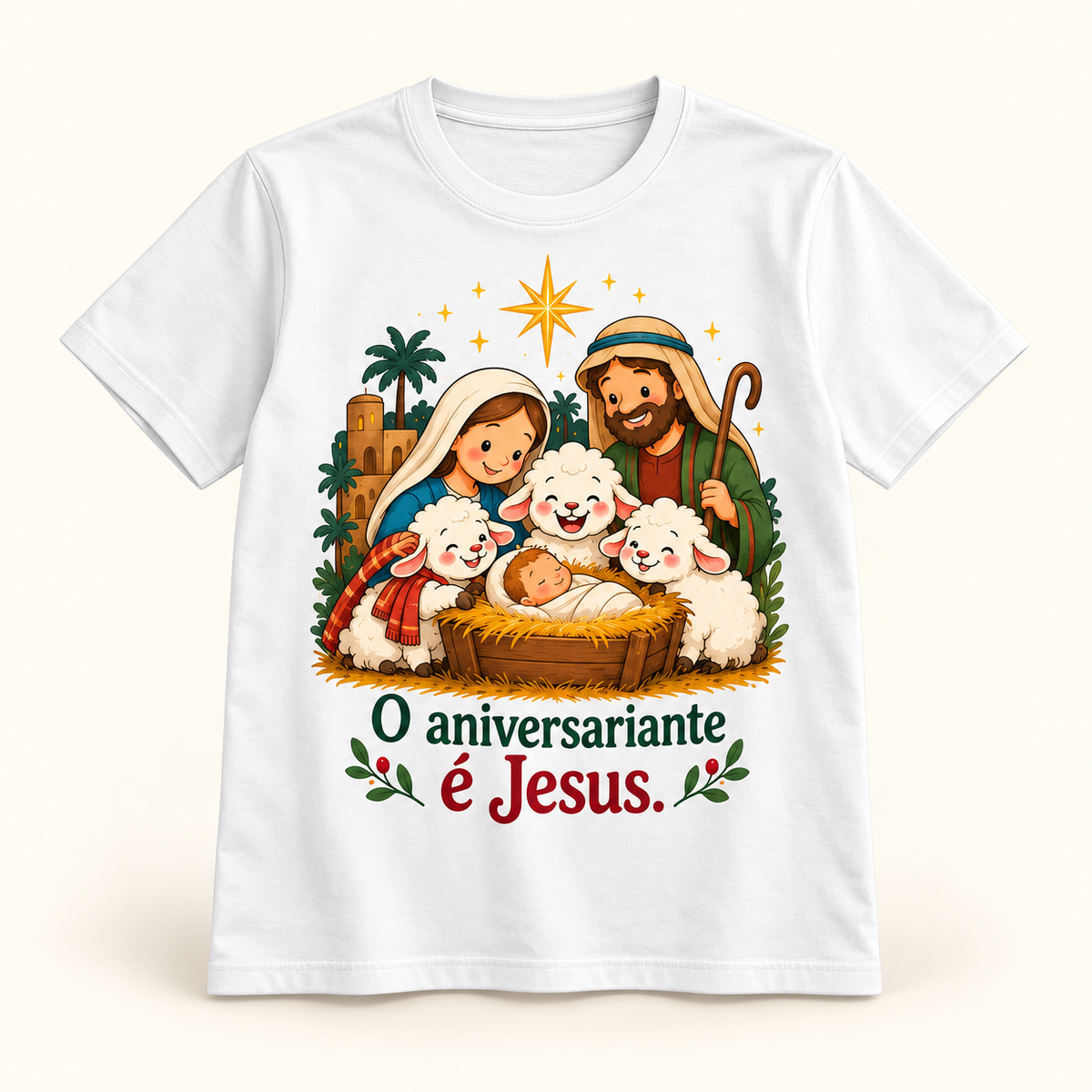 T-shirt de Natal — O aniversariante é Jesus.