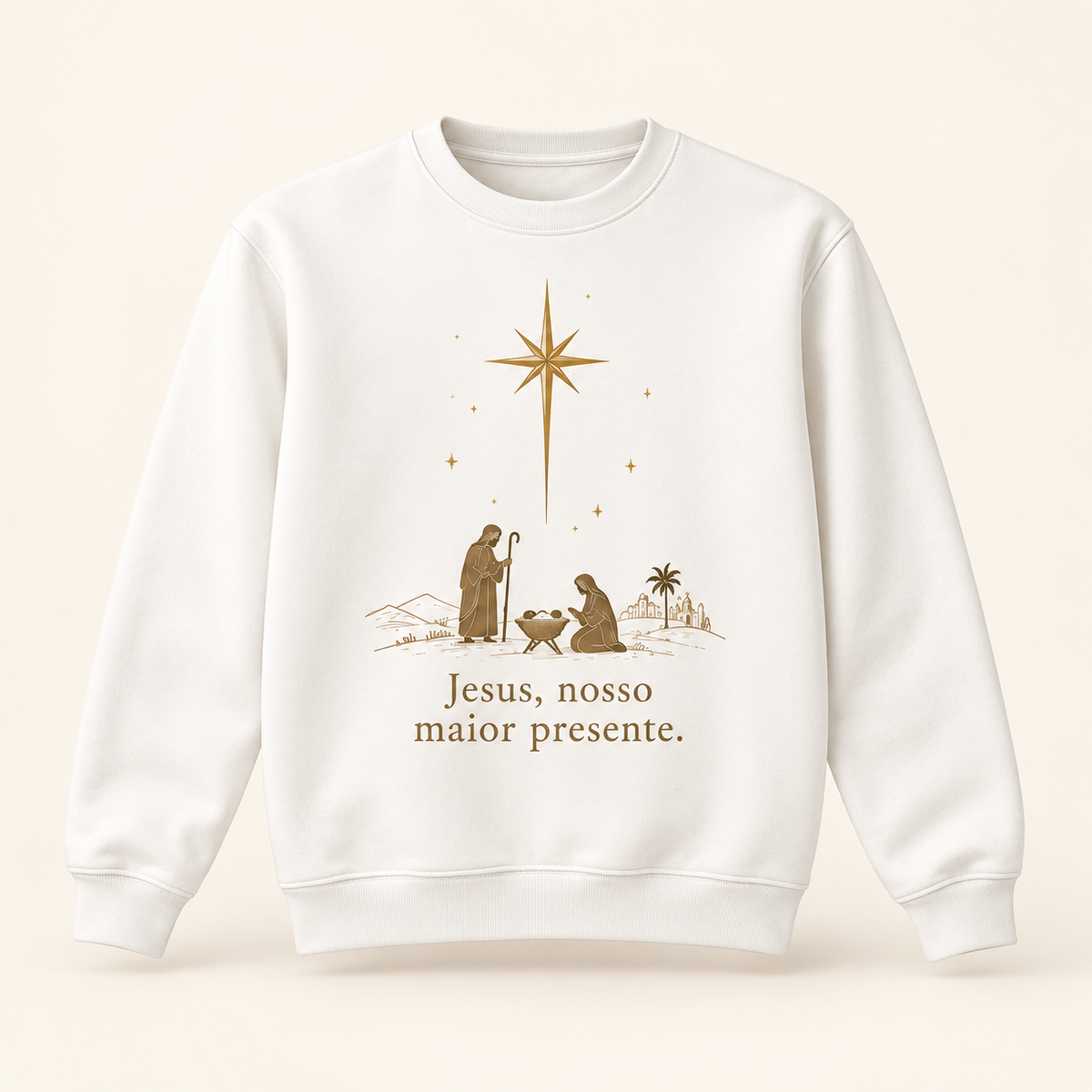 Moletom Changer sem capuz de Natal — Jesus, nosso maior presente.