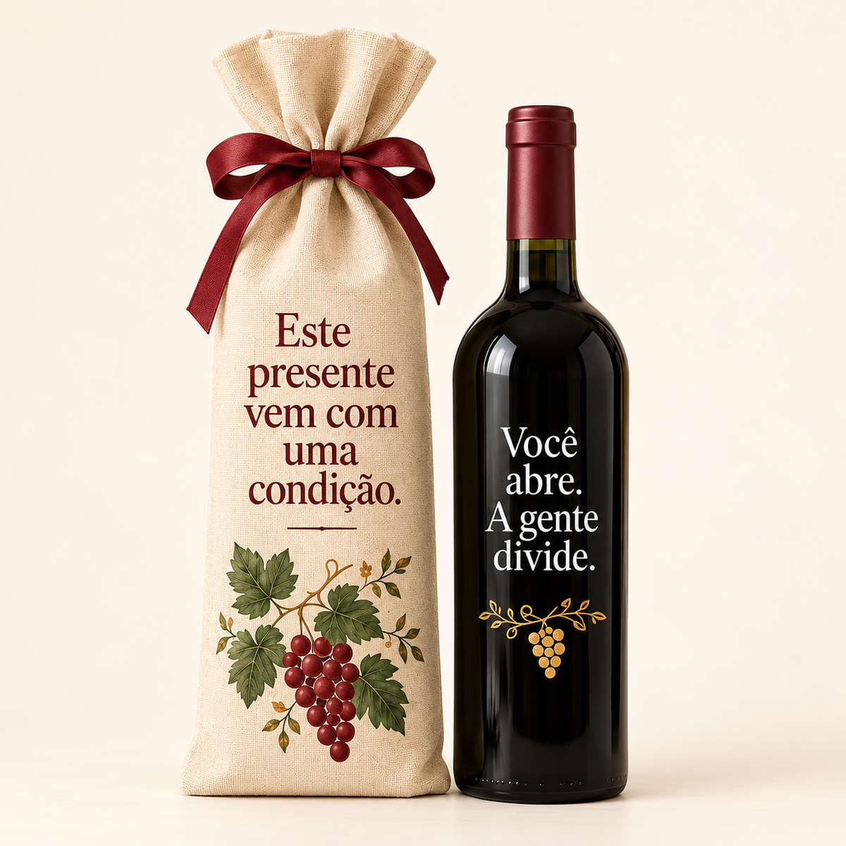 Vinho de Natal com embalagem — Este presente vem com uma condição.