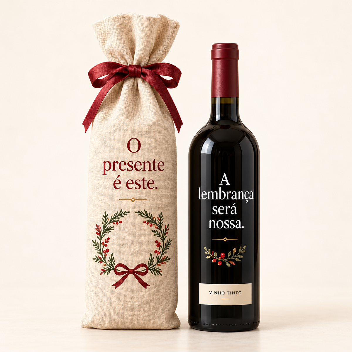 Vinho de Natal com embalagem — O presente é este.